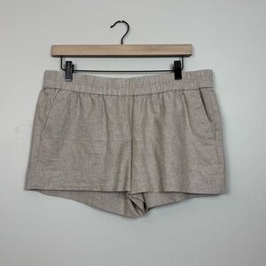 J. Crew Factory Shorts Womens 10 Beige Shimmer Linen Blend Pull On Mid Rise